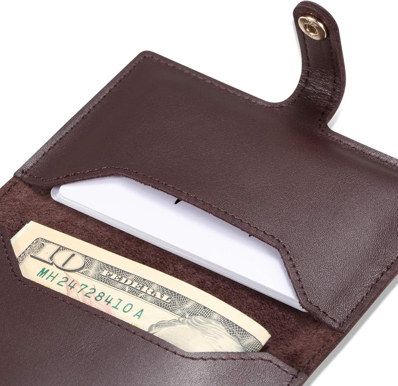 HISCOW Minimalist Thin Bifold Card Holder - Italian Calfskin (Dieter Diez, Coffee) - Image 3